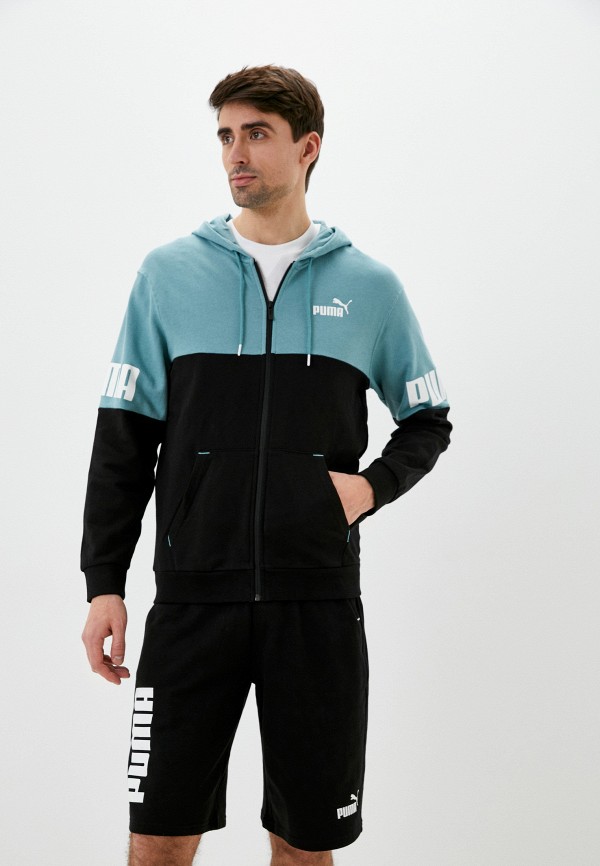 

Толстовка PUMA, Бирюзовый, Power Colorblock Full-Zip Hoodie TR