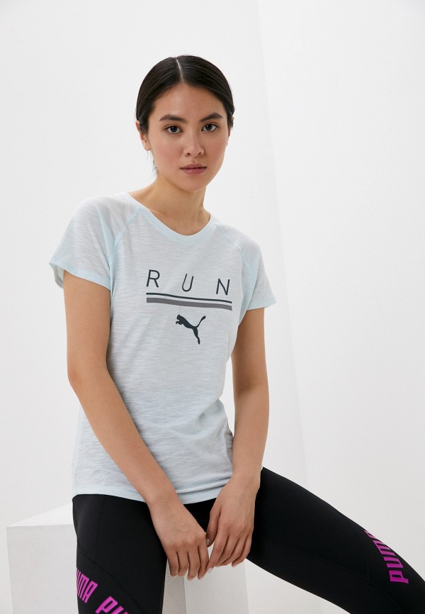 

Футболка спортивная PUMA, Голубой, RUN 5K LOGO SS TEE W