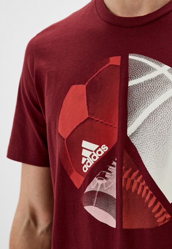 Футболка adidas бордовый, размер 44, фото 4