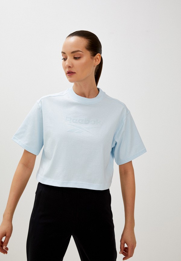 

Футболка Reebok, Голубой, CL PF BIG LOGO CROP TEE