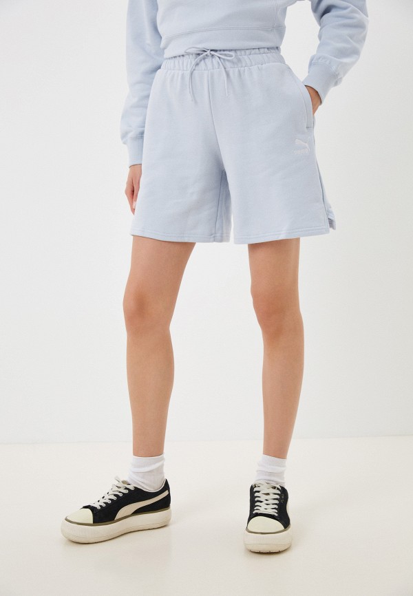 

Шорты спортивные PUMA, Голубой, Classics High Waist Longline 8" Shorts TR