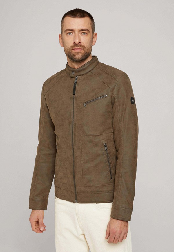 Куртка кожаная Tom Tailor коричневого цвета