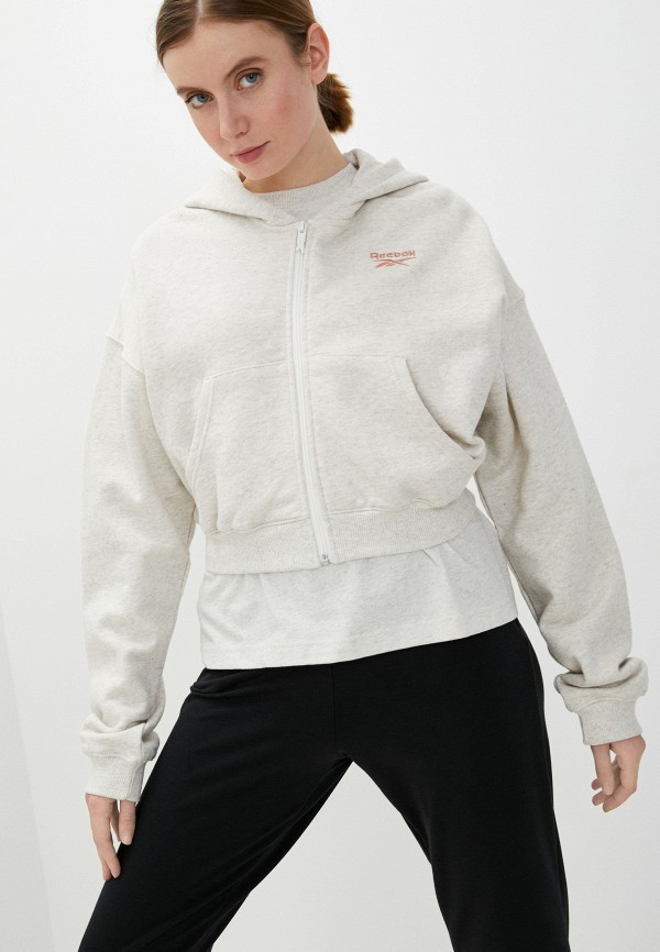 

Толстовка Reebok, Бежевый, CL PF SM FZ HOODIE