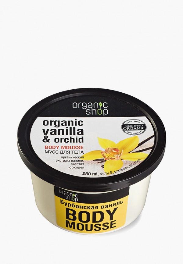 

Крем для тела Organic Shop, Прозрачный, Мусс для тела Бурбонская ваниль, 250 мл