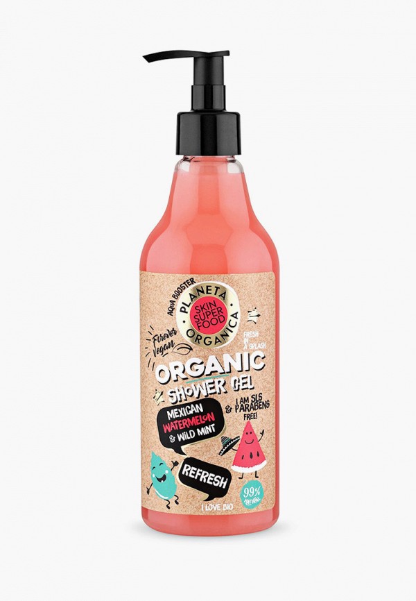 

Гель для душа Planeta Organica, Прозрачный, Skin Super Food "Refresh", 500 мл
