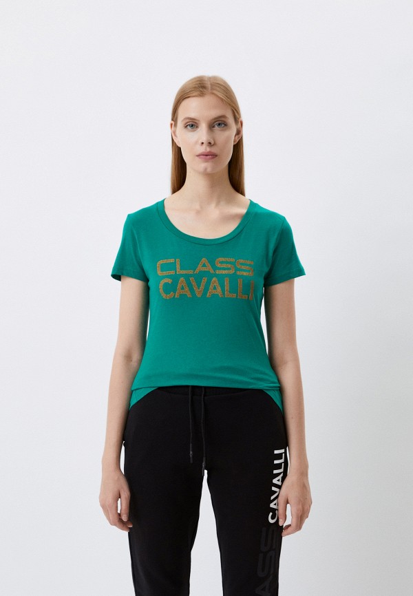 Футболка Cavalli Class зеленого цвета