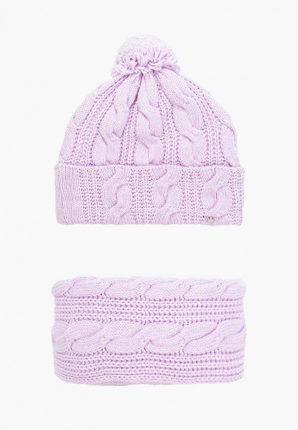 Шапка и шарф Emporio Armani фиолетового цвета
