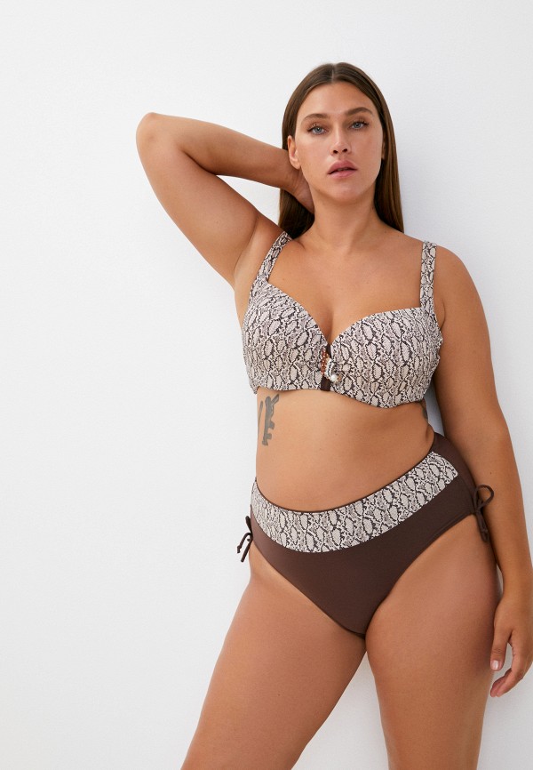 Купальник Moda Sincera, Коричневый, и брошь