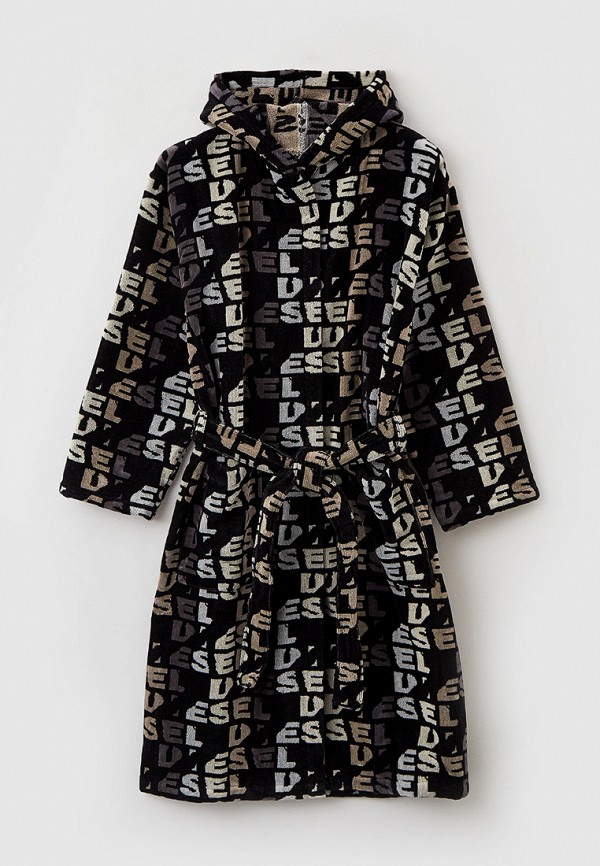 

Халат домашний Diesel, Черный, RIPPED LOGO S/M HOOD
