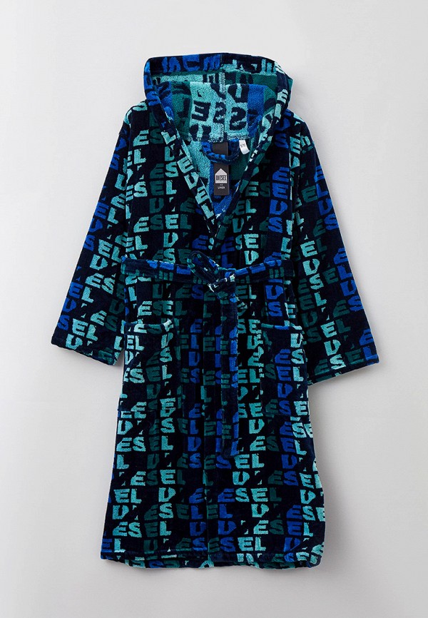 

Халат домашний Diesel, Синий, RIPPED LOGO S/M HOOD