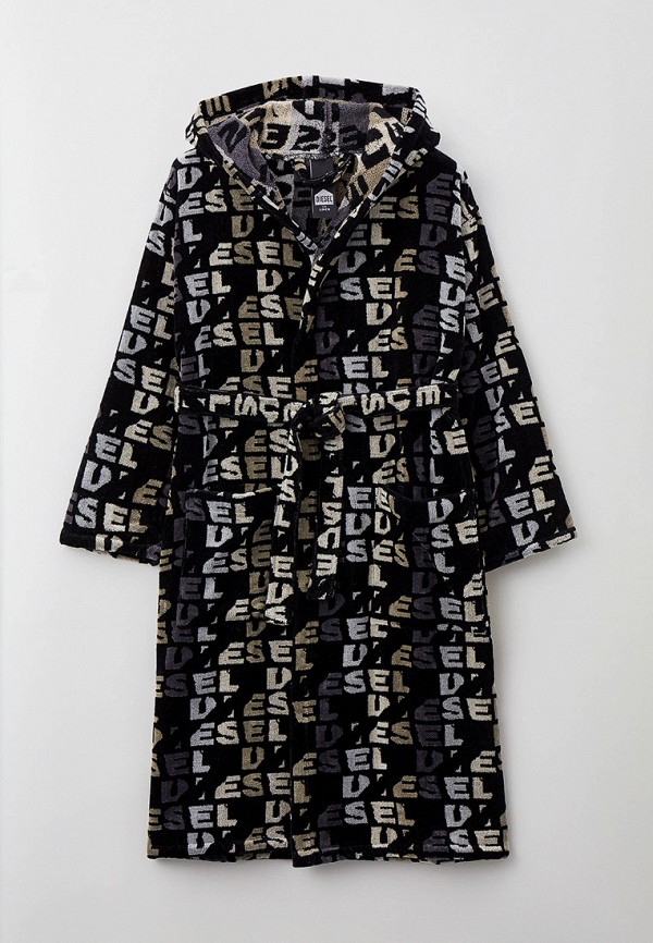 

Халат домашний Diesel, Черный, RIPPED LOGO S/M HOOD