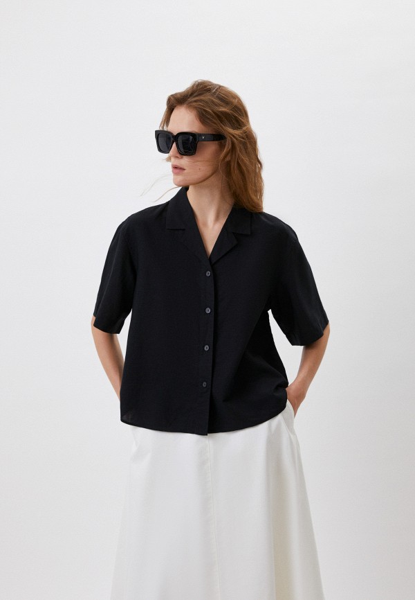 

Блуза UNIQLO, Черный, из смесового льна