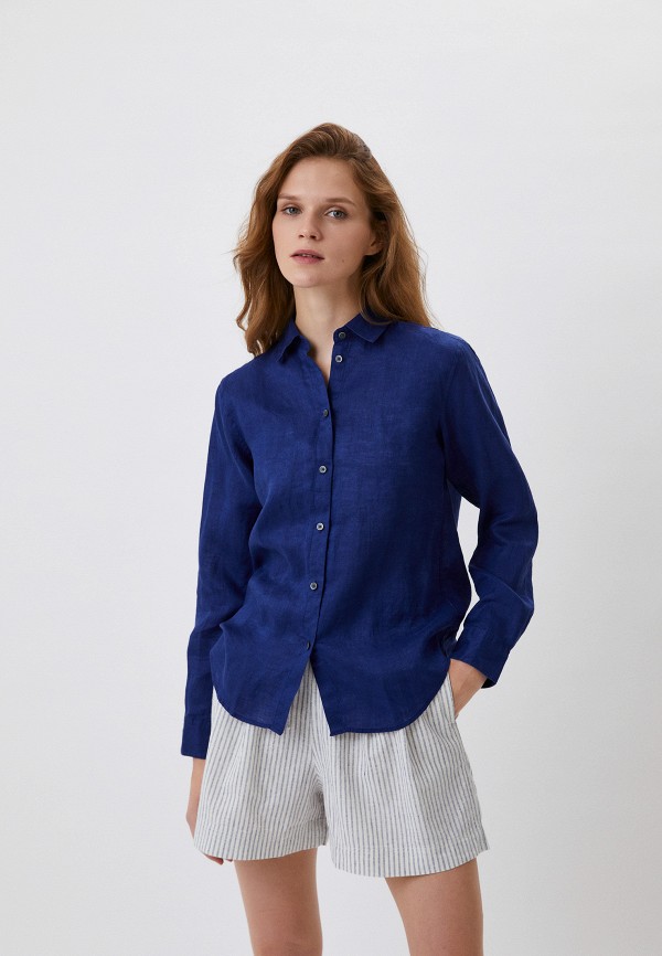 

Блуза UNIQLO, Синий, изо льна класса премиум