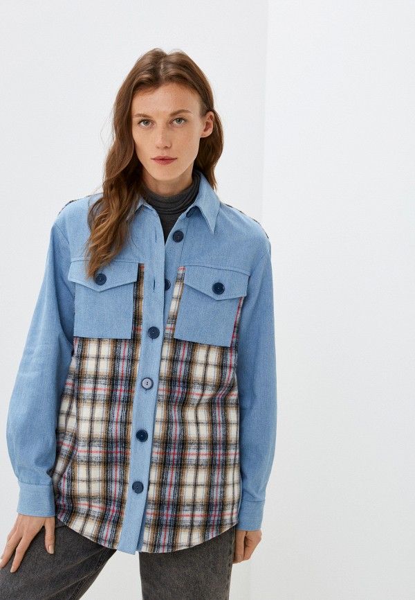 

Рубашка джинсовая Please, Голубой, Overshirt