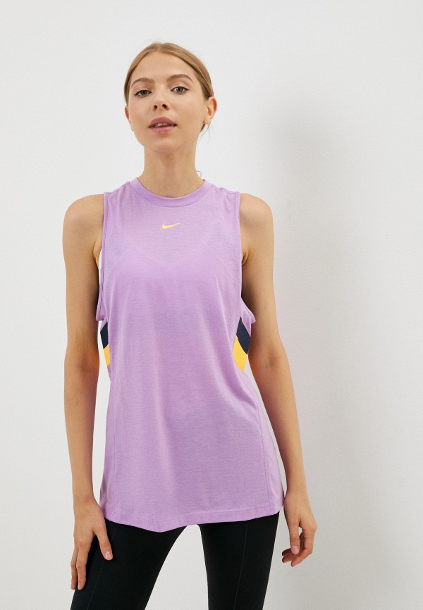 

Майка спортивная Nike, Фиолетовый, W NK DRY CLRBK STRIPE MUSCL T