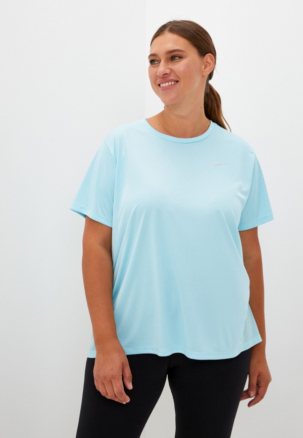 

Футболка спортивная Nike, Голубой, W NK DF MILER TOP SS PLUS NFS