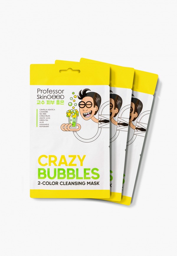 

Набор масок для лица Professor SkinGood, Прозрачный, пузырьковых, Crazy bubbles 2-color cleansing mask, двухцветная, с AHA-кислотами, 3 шт.