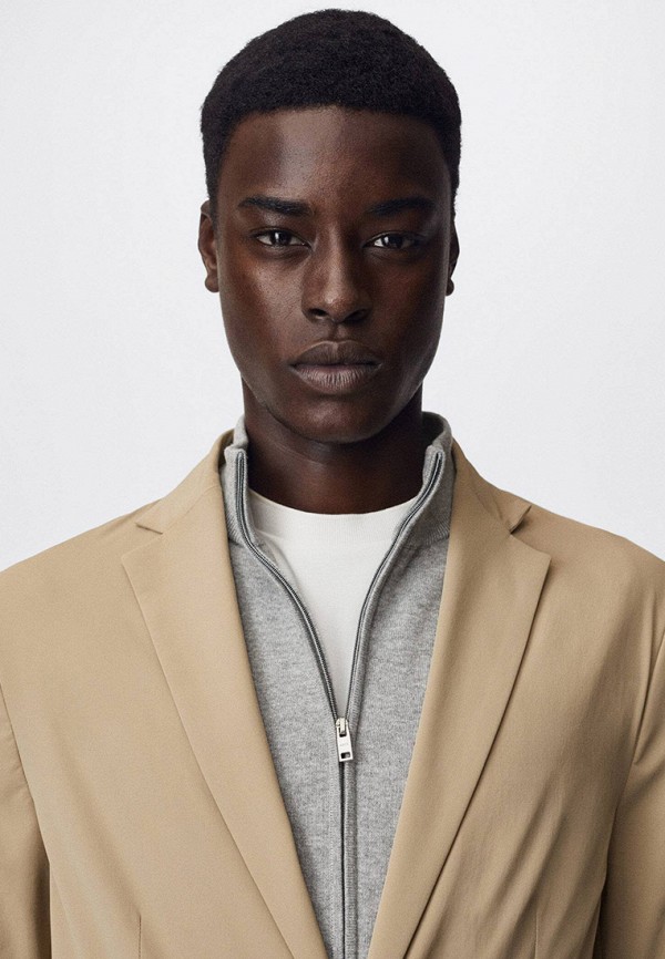 Пиджак Mango Man бежевый, размер 50, фото 4