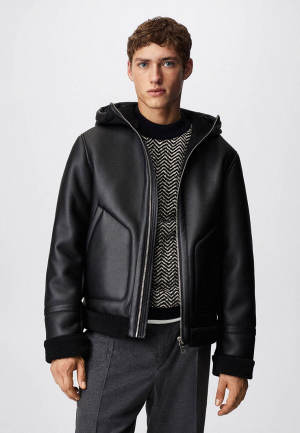 

Куртка кожаная Mango Man, Черный, HOODIE