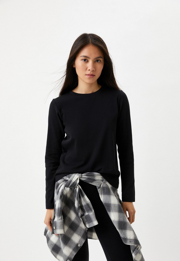 

Лонгслив UNIQLO, Черный, из эластичного хлопка