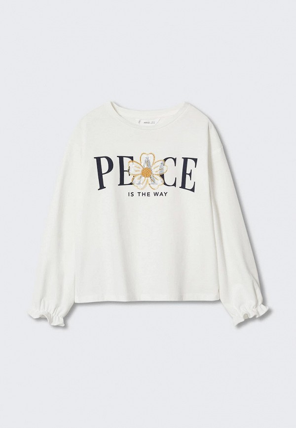

Лонгслив Mango Kids, Белый, PEACE