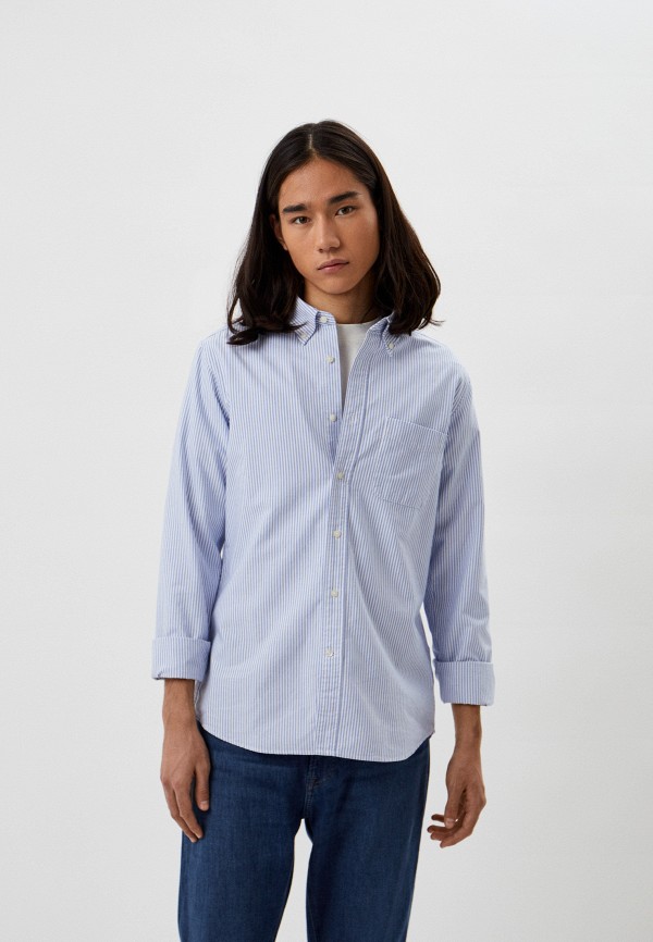 

Рубашка UNIQLO, Голубой, из ткани оксфорд