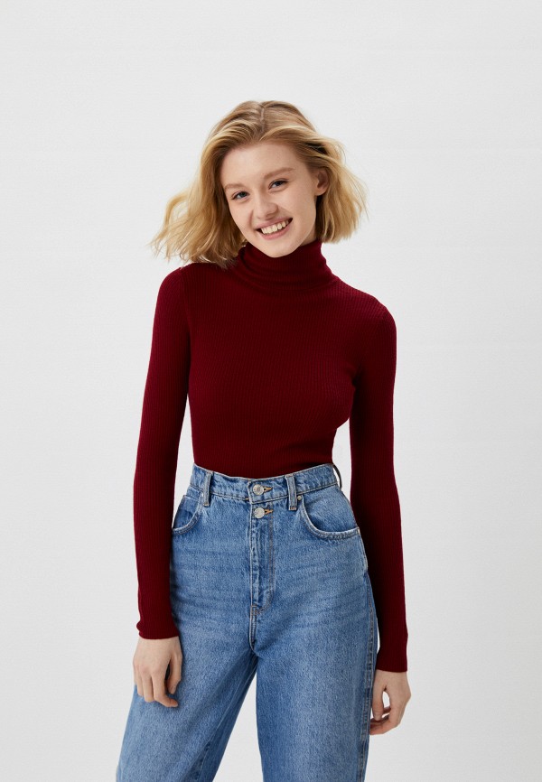 

Водолазка UNIQLO, Бордовый, из экстратонкой мериносовой шерсти