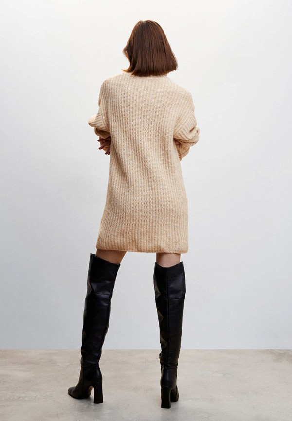 Платье Mango бежевый, размер 42, фото 3