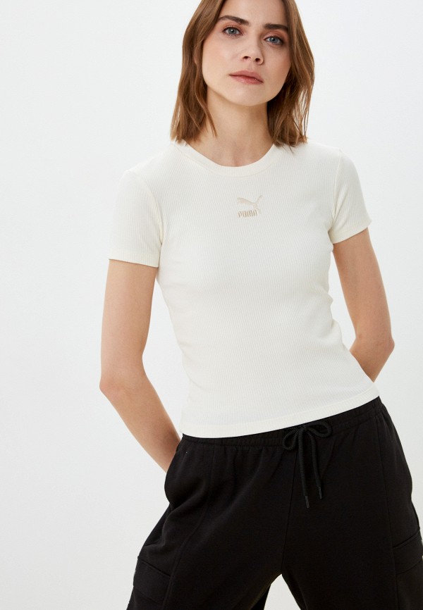 

Футболка PUMA, Бежевый, Classics Ribbed Slim Tee no color