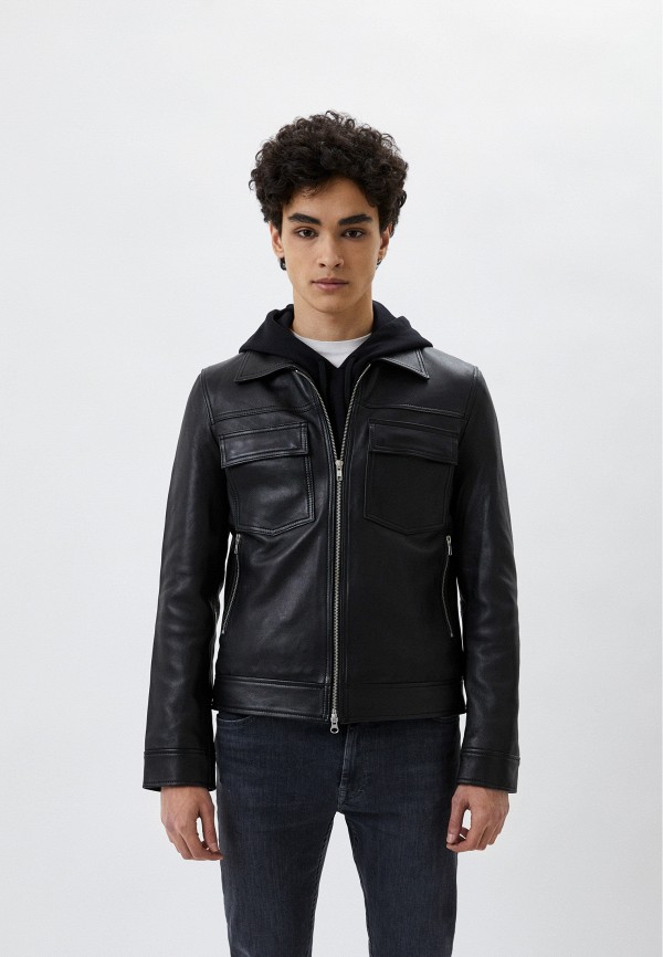 Куртка кожаная Serge Pariente черного цвета