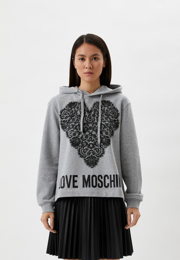 Худи Love Moschino серого цвета