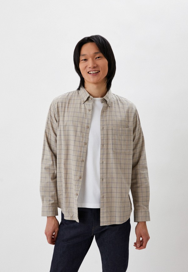 

Рубашка UNIQLO, Бежевый, из фланели