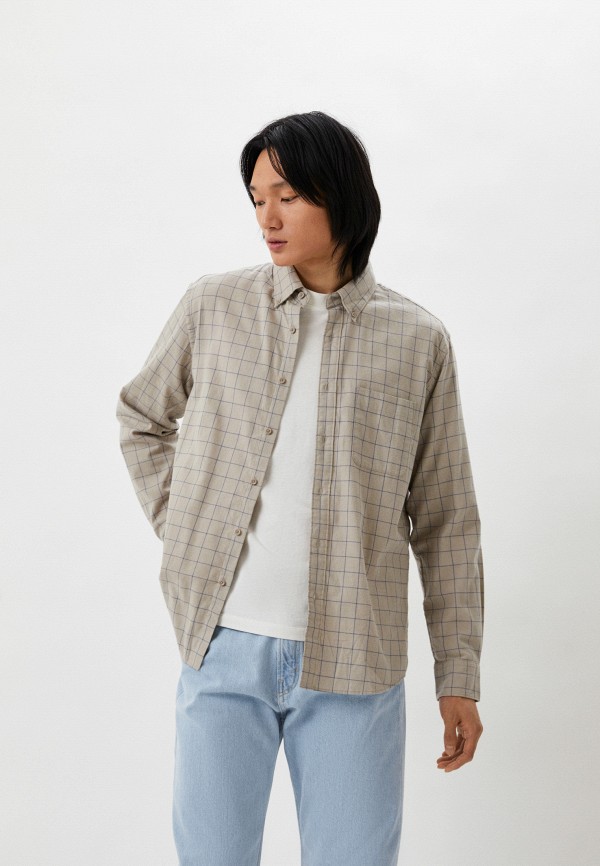 

Рубашка UNIQLO, Бежевый, из фланели