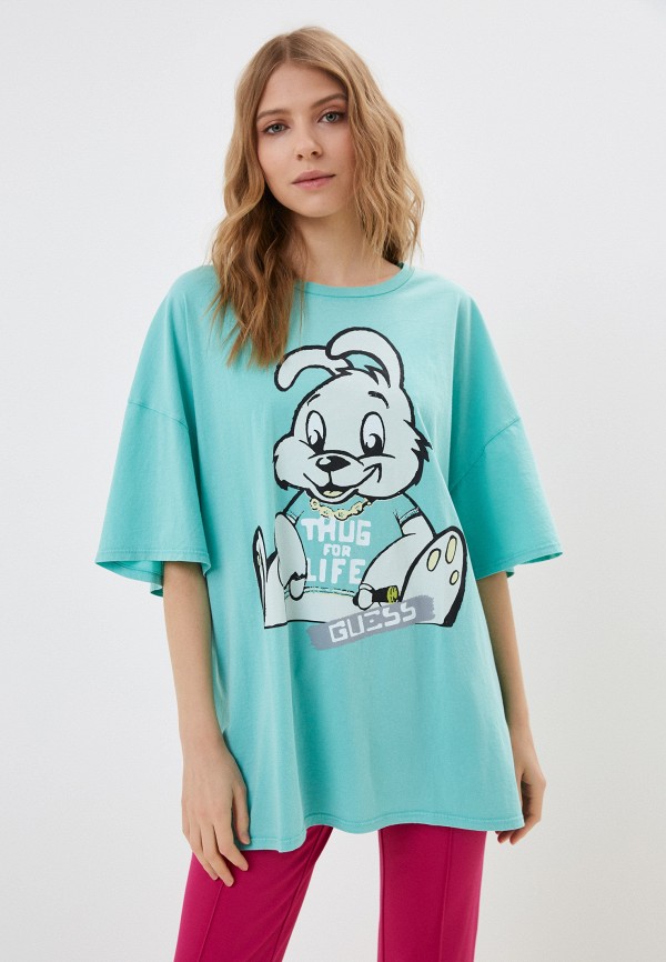 

Футболка Guess Jeans, Бирюзовый, BANKSY CAPSULE