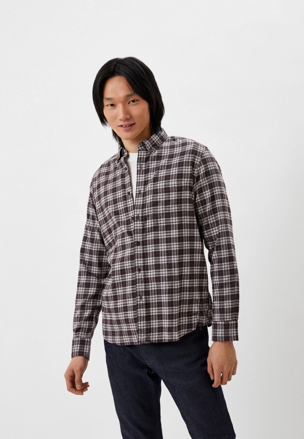 

Рубашка UNIQLO, Коричневый, из фланели