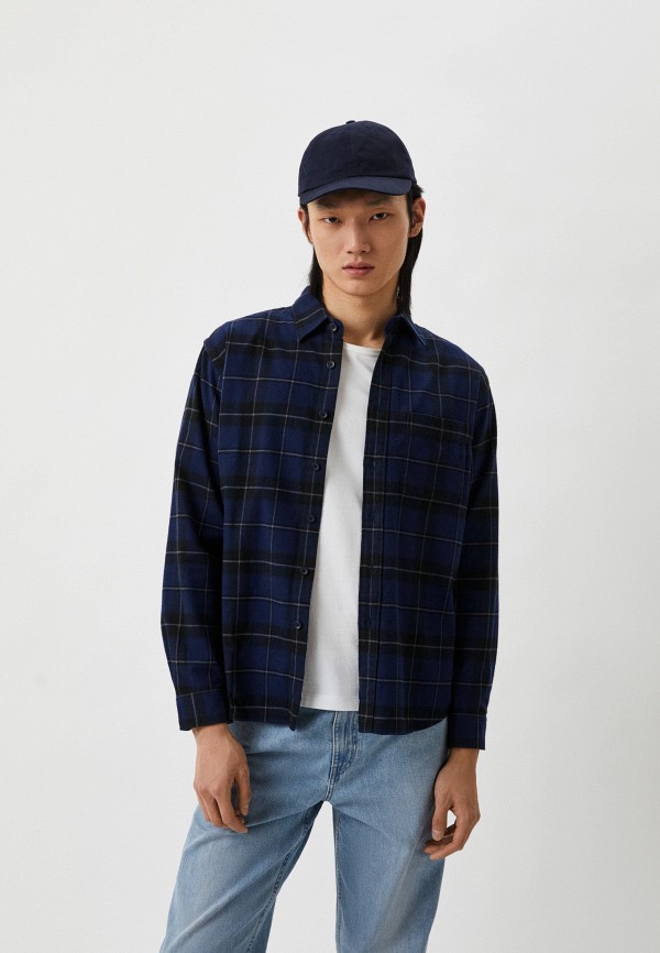 

Рубашка UNIQLO, Синий, из фланели