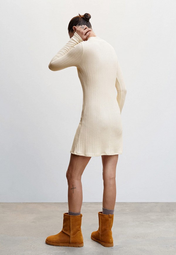 Платье Mango бежевый, размер 44, фото 3