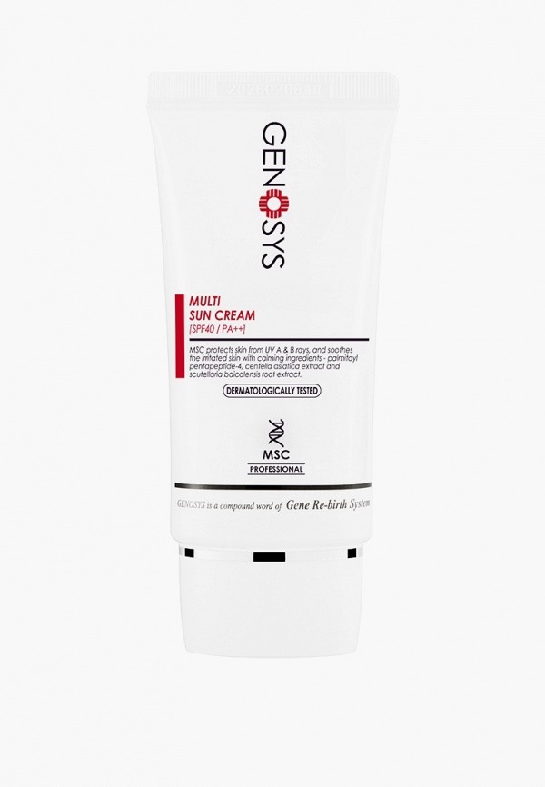 

Крем для лица Genosys, Прозрачный, Cолнцезащитный мультифункциональный Multi Sun Cream SPF 40+ PA++, 40 мл
