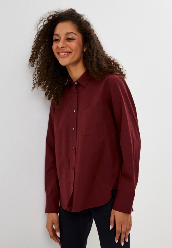

Рубашка UNIQLO, Бордовый, из хлопка SUPIMA +J