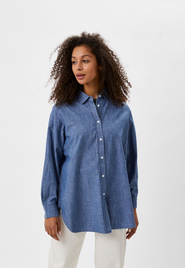 

Рубашка UNIQLO, Синий, удлиненная