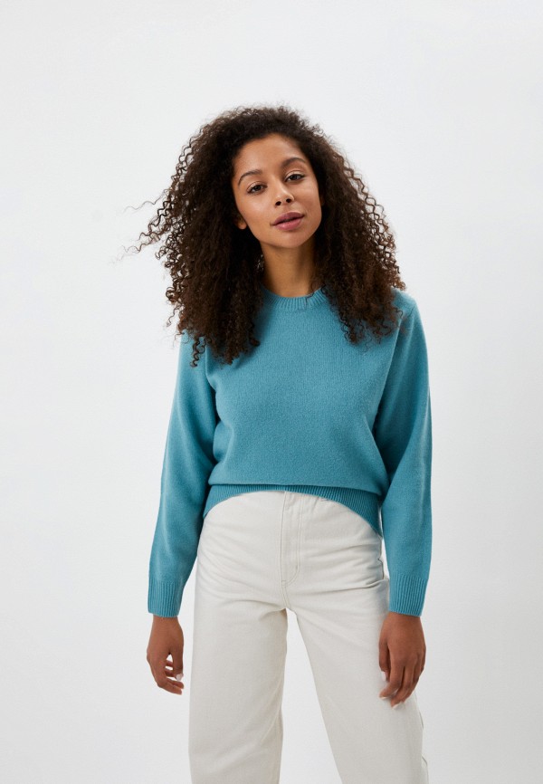 

Джемпер UNIQLO, Бирюзовый, из овечьей шерсти класса премиум
