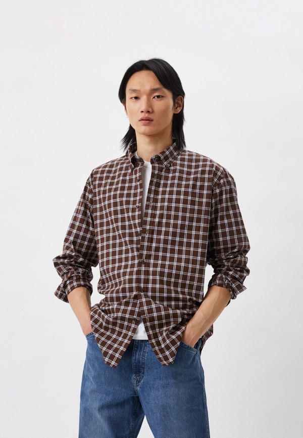 

Рубашка UNIQLO, Коричневый, из экстратонкого хлопка