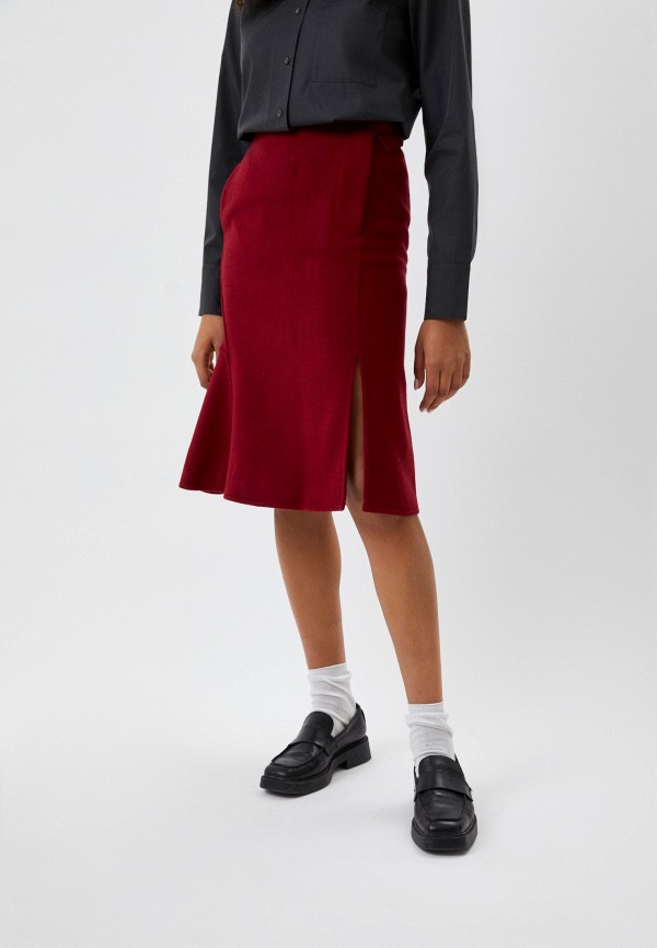 

Юбка UNIQLO, Бордовый, из смесовой шерсти +J