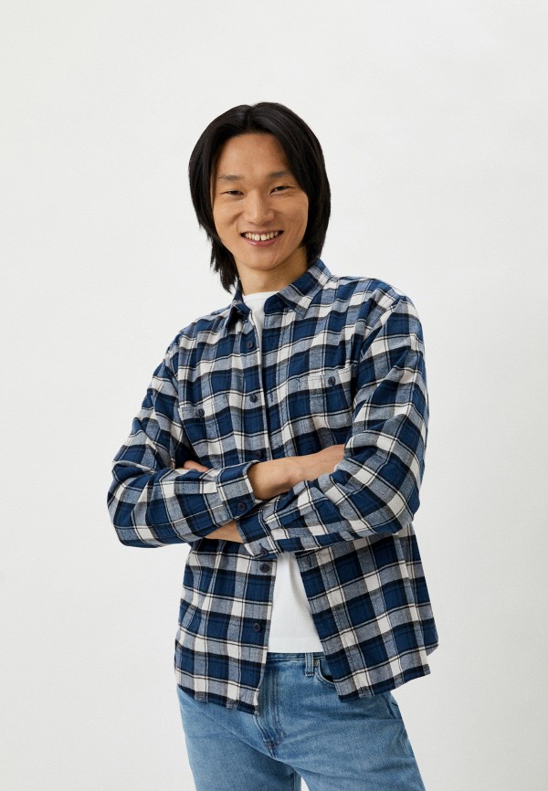 

Рубашка UNIQLO, Синий, из фланели