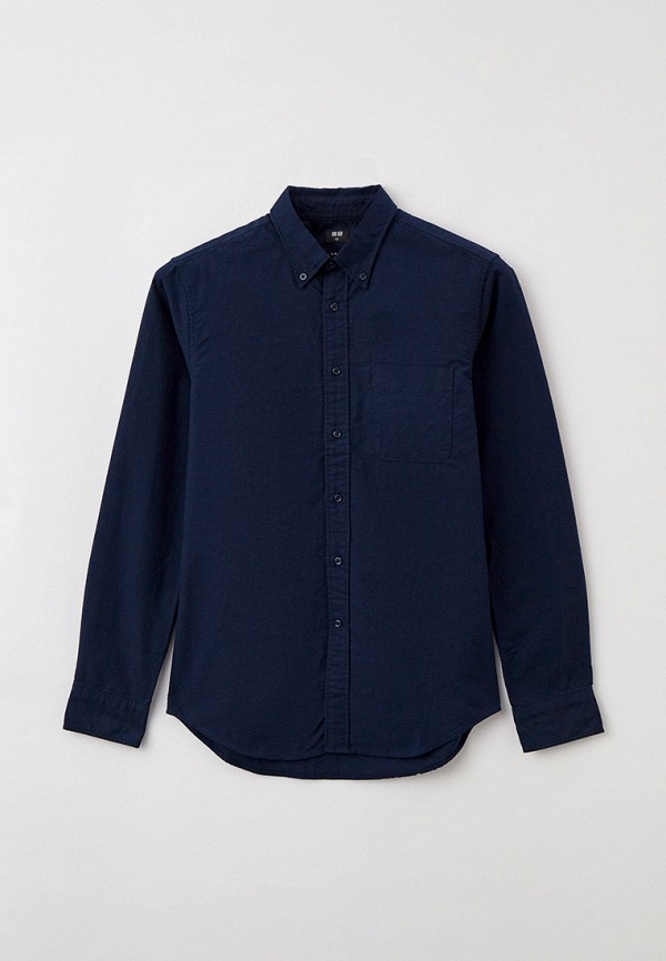 

Рубашка UNIQLO, Синий, из ткани оксфорд
