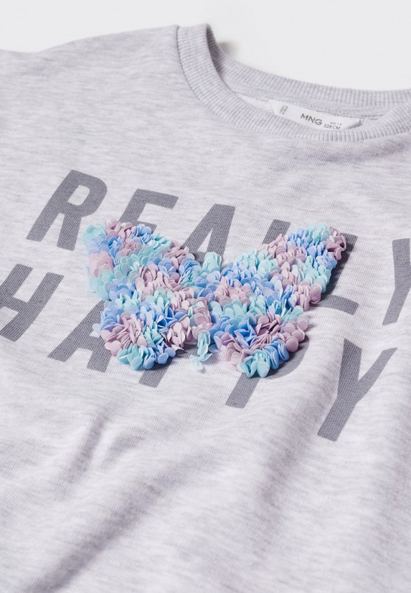 Свитшот Mango Kids серый, размер 152, фото 3