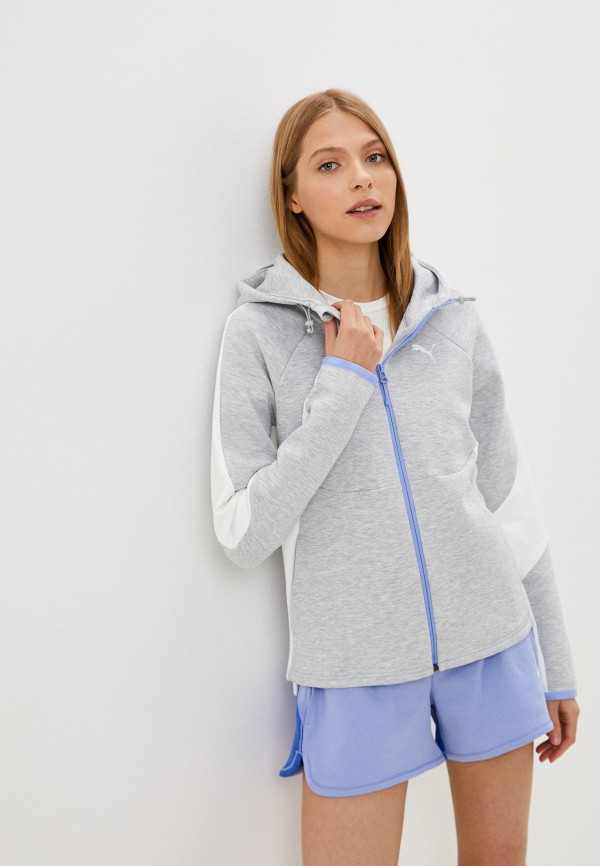 

Толстовка PUMA, Серый, EVOSTRIPE Full-Zip Hoodie Light Gray Hea