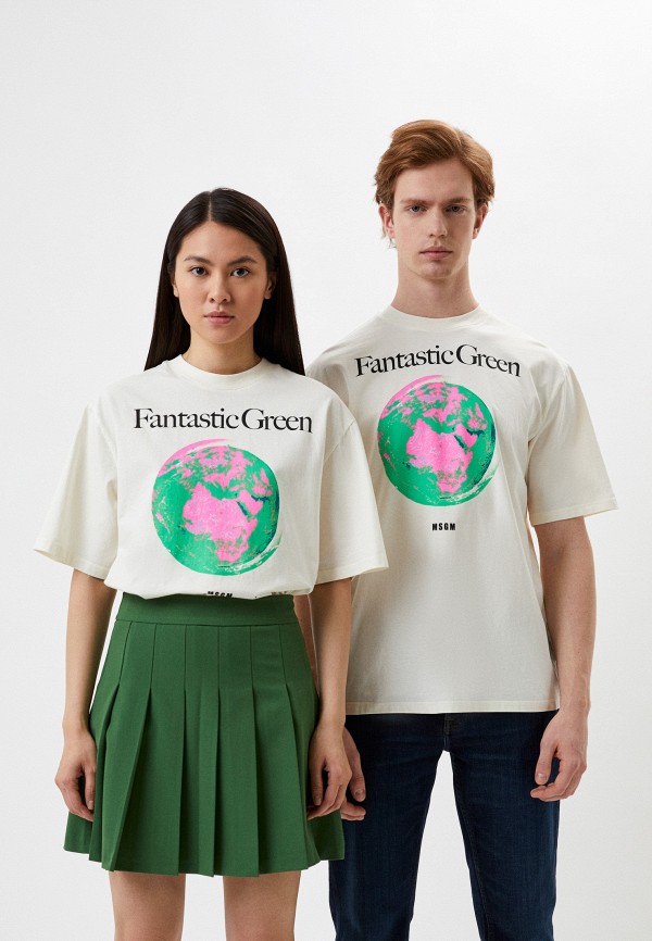

Футболка MSGM, Бежевый, FANTASTIC GREEN