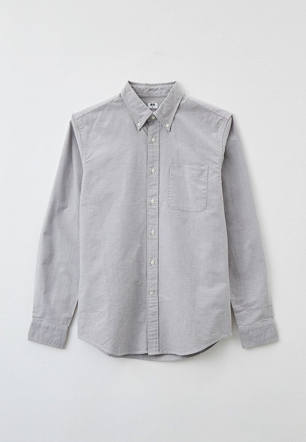 

Рубашка UNIQLO, Серый, из ткани оксфорд