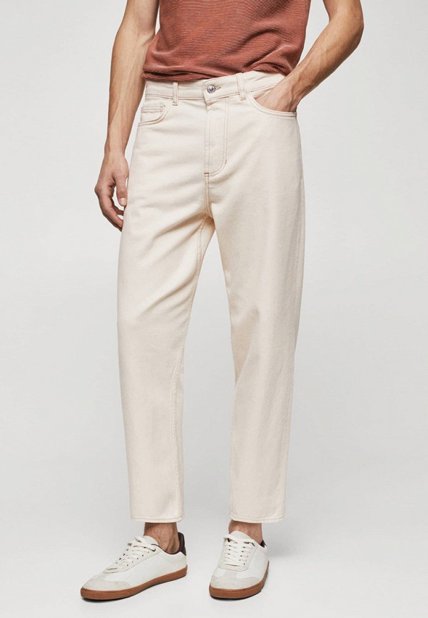 

Джинсы Mango Man, Бежевый, loose cropped fi
